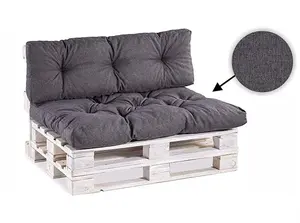 Garden Outdoor Pallet Cushions EURO Corner Sofa 200x240 Grey Tufted Quilted Pads