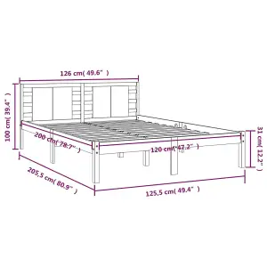 Berkfield Bed Frame Grey Solid Wood Pine 120x200 cm