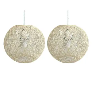 First Choice Lighting Set of 2 Abaca Natural 8" Globe Ceiling Light Shades