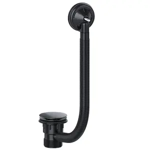 SPARES2GO Clicker Bath Waste Plug 40mm 1.5" Combination Click Clack Overflow (Black)