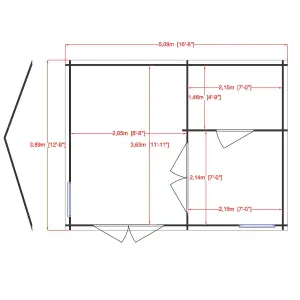 Shire Firestone 13x17 ft Toughened glass & 2 windows Apex Wooden Cabin with Tile roof - Assembly service included