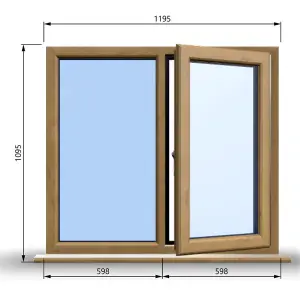 1195mm (W) x 1095mm (H) Wooden Stormproof Window - 1/2 Right Opening Window - Toughened Safety Glass