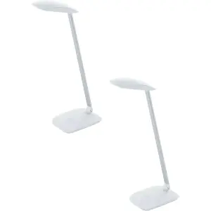 2 PACK Table Desk Lamp Colour White Touch On/Off Dimming Bulb LED 4.5W Included