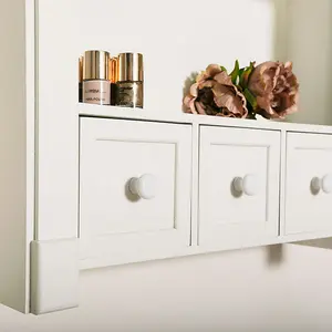 Melody Maison White Wooden Wall Shelf Unit with Drawers