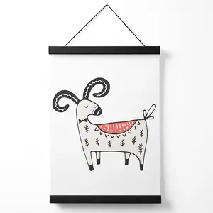 Cute Mountain Goat Scandi Animal Medium Poster with Black Hanger