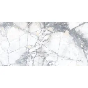 Kale Calcutta White & Gold Matt Marble effect Ceramic Indoor Wall & floor Tile Sample