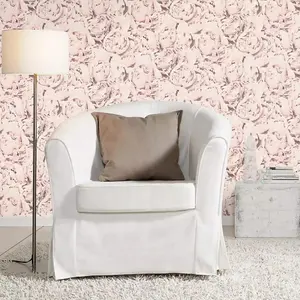 Rasch Freundin Blush Pink Rose Wallpaper Floral Textured Paste The Wall Vinyl