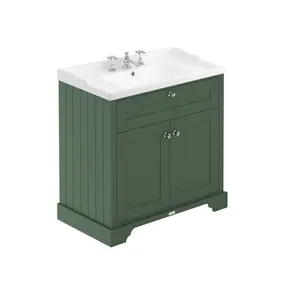 Old London 820mm Single Bathroom Vanity with Integrated Ceramic Basin White