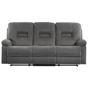 3 Seater Velvet LED Electric Recliner Sofa with USB Port Grey BERGEN