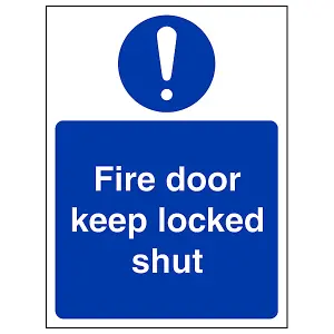 Fire Door Keep Locked Mandatory Safety Sign - Self Adhesive Vinyl - 150x200mm (x3)