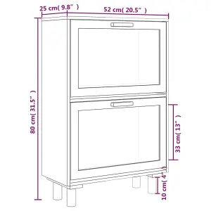 Shoe Cabinet White 52x25x80 cm Engineered Wood&Natural Rattan