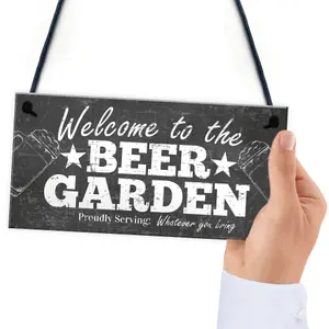 Red Ocean Welcome Sign Garden Signs Hanging Wall Pub Garden Plaques Friendship Gifts