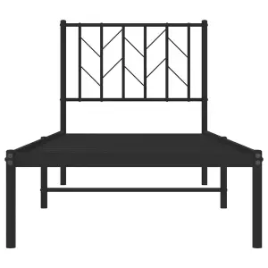 Berkfield Metal Bed Frame without Mattress with Headboard Black 75x190cm