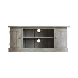 FWStyle 2 Door Large Curved TV Unit Solid Reclaimed Pine Ready Assembled