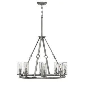 Elstead Dakota 8 Light Multi Arm Chandelier Antique Nickel Finish, E14