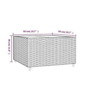 Berkfield Square Garden Coffee Table Grey 50x50x30 cm Poly Rattan