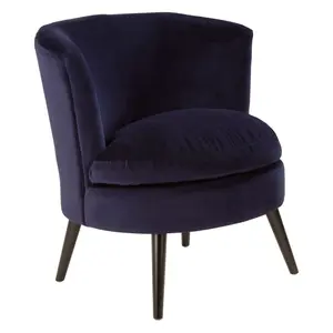 Interiors by Premier Midnight Blue Round Armchair, Elegant Accent Armchair,Plush Midnight Velvet Upholstered Chair, Durable Chair