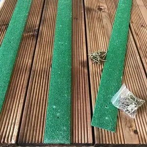 50mm Wide Non-Slip Anti-Skid Decking Strips - Safety and Style for Outdoor Space - GREEN Green 1000mmx50mm - x17