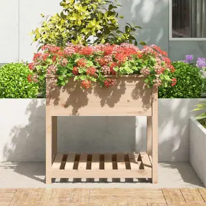 Berkfield Planter with Shelf 82.5x82.5x81 cm Solid Wood Pine