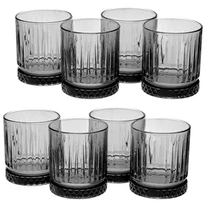 Queensway Home & Dining 355ml 8 Pcs Grey Coloured Tumblers Drinking Whiskey Glass Sets