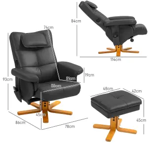 HOMCOM Massage Recliner Chair with Footstool and Hidden Storage, Black