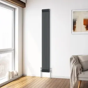 Right Radiators 1800x290 mm Vertical Traditional 2 Column Cast Iron Style Radiator Anthracite