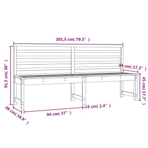 Berkfield Garden Bench Black 201.5 cm Solid Wood Pine