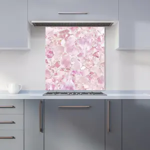 Light Pink Quartz Effect Premium Glass Kitchen Splashback W900mm x H650mm