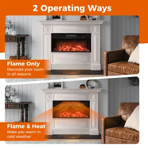 COSTWAY 86 cm Electric Fireplace 5000 BTU Recessed Fireplace Insert w/ Remote Control