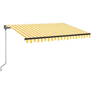 Berkfield Manual Retractable Awning with LED 350x250 cm Yellow and White