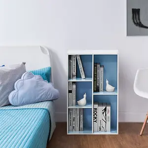 Kaidence 5-Cube Reversible Open Shelf Bookcase White/Light Blue