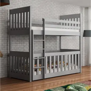 Laskowski Single (3') Standard Bunk Bed and Mattress Grey / Left Ladder