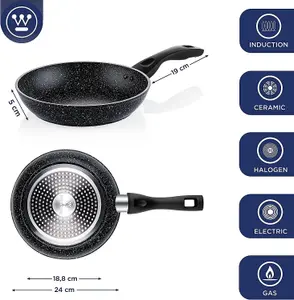 Westinghouse Non Stick Frying Pan - 24 cm Fry Pan Black Marble