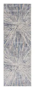 Blue Grey Silky Textures Abstract Optical/ (3D) Modern Rug For Bedroom & Living Room-119cm X 180cm