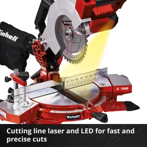 Einhell Cordless Compound Mitre Saw 210mm 18V Power X-Change  45 Degree Mitre 47 Degree Swivel TE-MS 18/210 Li Solo - Body Only