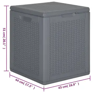 vidaXL Garden Storage Box Grey PP Rattan 90 L