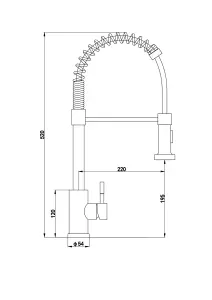 Kersin Contra Chrome Kitchen Mixer Tap with Spring Style Flexi Pull-Out Hose and Spray Head