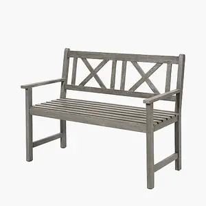 Grey 2 Seater Acacia Wood Garden Bench