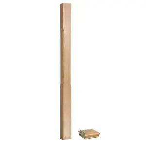 Solid Oak Newel Post Stop Chamfer 90mm and 41mm Spindle Kit UK Manufactured Traditional Products Ltd