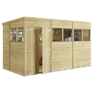 BillyOh Switch Tongue and Groove Pent Wooden Shed - 12x6 Windowed - 11mm Thickness