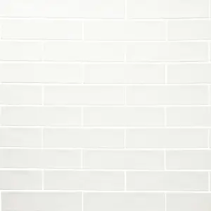 Vernisse White Gloss Plain Embossed Ceramic Indoor Wall Tile, Pack of 41, (L)301mm (W)75.4mm