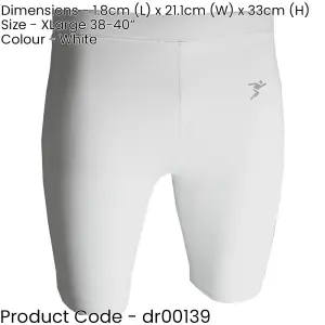 XL - WHITE Adult Sports Baselayer Compression Shorts Bottoms - Unisex Training