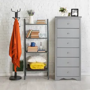 Costway Chest of Drawers Free Standing 6 Drawers Wooden Storage Cabinet W/ Metal Handles