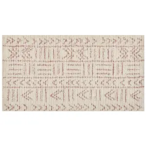 Cotton Area Rug 80 x 150 cm Beige and Pink EDIRNE