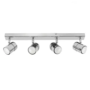 ValueLights Rosie Silver Ceiling Bar Spotlight and GU10 Spotlight LED 5W Warm White 3000K Bulbs