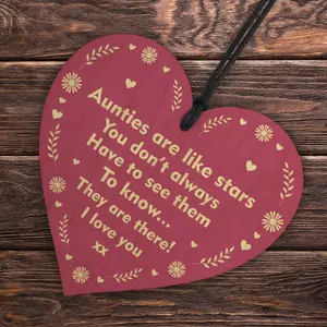 Red Ocean Auntie Gifts From Niece Nephew Wooden Hanging Heart Gift For Christmas Birthday Gift For Auntie Aunt