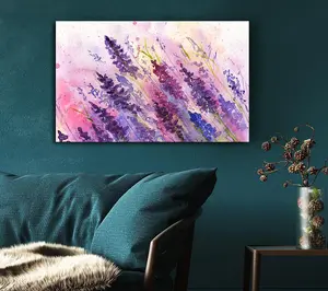 Lavender Colour Splash Canvas Print Wall Art - Medium 20 x 32 Inches