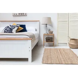 Aubrey Solid Wood Low Profile Bed Frame with Mattress White / 23cm King Spring / Double (4'6)