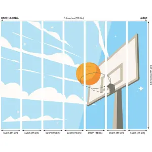 Origin Murals Graphic Basketball Hoop Blue Paste the Wall Mural 350cm wide x 280m high