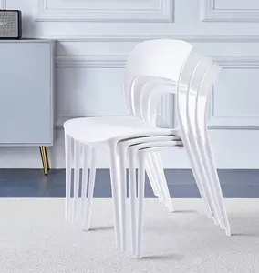 Hallowood Furniture Stoker White Stackable Plastic Chairs (CHA201-WHI) x 4